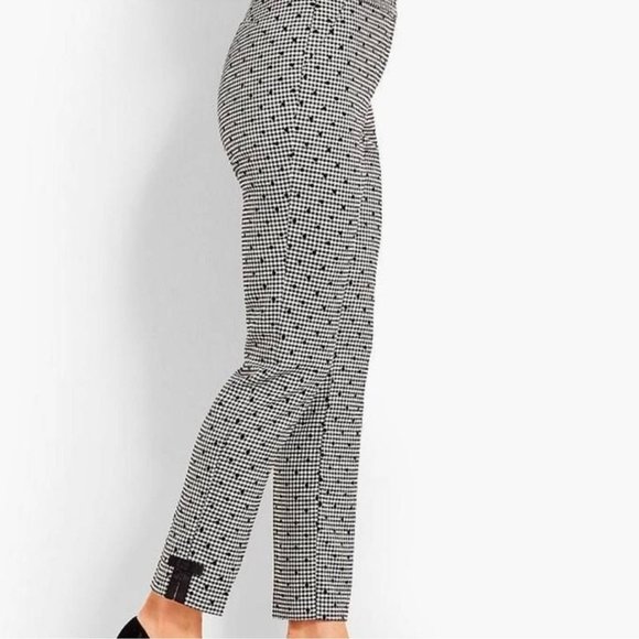 Talbots Wool Blend Gingham Polka Dot Ankle Pants Black White Size 10 - Picture 4 of 10